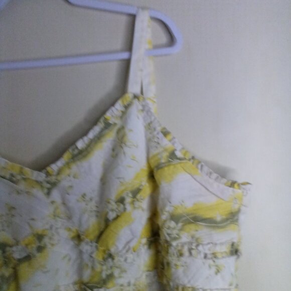 Cato Blouse Women 26 28 Sleeveless Tank Top Ruffle Feminine Yellow White - Picture 4 of 16